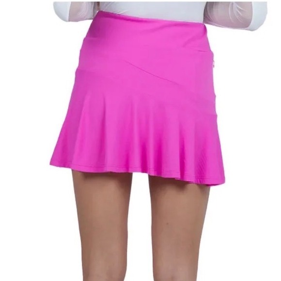 IBKUL Dresses & Skirts - IBKUL Flounce Skort M Pink Tennis Pickleball Activewear Zippered Pocket NEW!